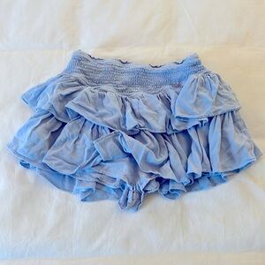 Rock n Rags Tiered Short Skirt with Elastic Waist Built in Shorts. Light Blue. S